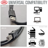 USB 2.0 Type-A Male to Type-B Male Connection High-Speed Cable (5ft)